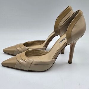 Charles David Pumps Womens 6.5 D'Orsay Pointed Toe Nude Beige Leather EUC Heels